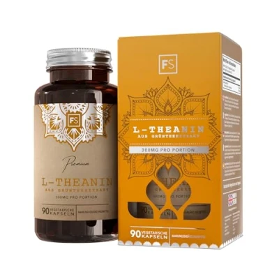 Abbildung von FS L theanin 90 Kapseln 750mg Hochdosiertes Grüntee Extrakt mit 300mg Theanine pro Portion Gentechnik , Gluten &amp; Allergenfrei Hergestellt in GB