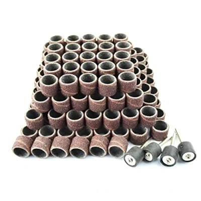 Abbildung von Merryland Schleifhülse für Dremel 184 Stück, Schleifband 80# 13 X mm 180 Stück und Schleifwalze 4 SchleifenBand Maniküre Pediküre, Mini Drehwerkzeug Zubehör Elektrowerkzeuge, RMTA184C1