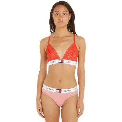 Abbildung von Tommy Jeans Heritage Triangel BH, Damen, Größe: Small, Hot heat