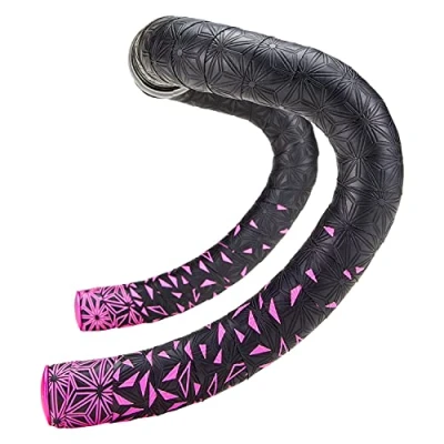 Abbildung von Supacaz Super Sticky Kush Star Fade Bar Tape, Neon Gelb, Pink with Plugs