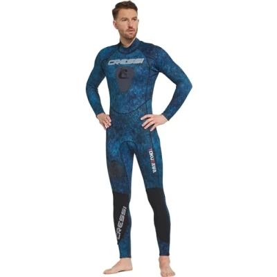 Abbildung von Cressi Men&#039;s Tokugawa Man Monopiece 3mm Einteiliger Neoprenanzug aus 3 mm Camouflage Neopren, Tarnung Blau
