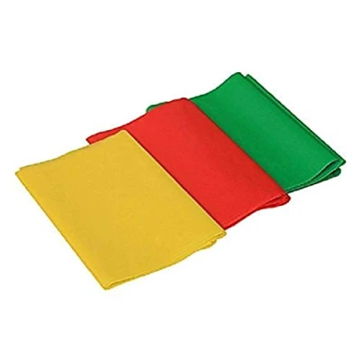 Abbildung von CanDo Trainingsband LATEXFREI / Widerstandsband Gymnastikband 3er PACK gelb/rot/grün (sehr leicht/leicht/medium) jeweils 1,5 m Länge