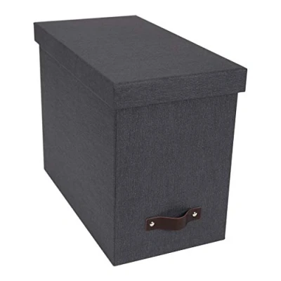 Abbildung von BIGSO BOX OF SWEDEN JOHAN Hängeregisterbox mit Deckel stilvolle Archivschachtel inklusive 8 Hängehefter Hängemappenbox aus Faserplatte und Papier schwarz