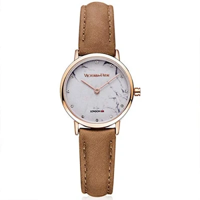 Abbildung von VICTORIA HYDE Klein Uhr Damen Marmor Zifferblatt Analoges Quarzwerk Leder Armband