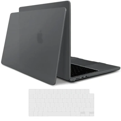 Abbildung von TECOOL Hülle für MacBook Air 13.6 Zoll M3 M2 2024 A3113 u. 2022 A2681, Ultradünne Schutzhülle Anti Fingerabdruck Matt Case aus Polycarbonat EU QWERTZ Tastaturschutz, Space Grau