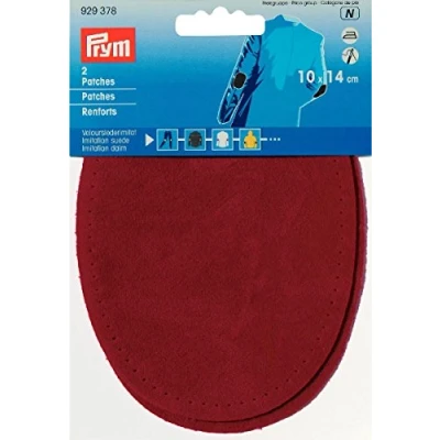 Abbildung von Prym 929378 Aufnäher Wildlederimitat zum Aufbügeln 10 x 14 cm, rot, 2 Stück,