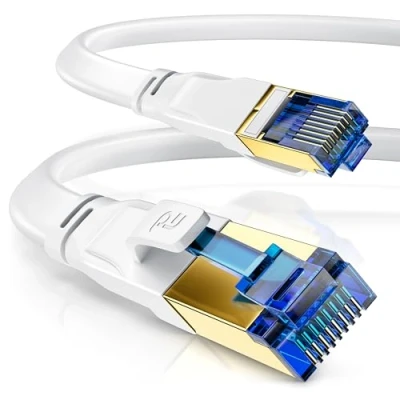 Abbildung von CSL 10m Cat 8.1 Netzwerkkabel Flach 40 Gbits LAN Kabel Patchkabel 8 Gigabit RJ45 Ethernet Cable 40000 Mbits Glasfaser Geschwindigkeit Flachbandkabel Verlegekabel 6 7