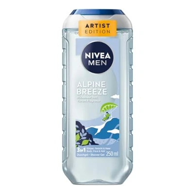 Abbildung von NIVEA MEN Alpine Breeze Artist Edition Duschgel, revitalisierende Pflegedusche mit prickelndem und lebendigem Duft, 3in1 Duschgel für Körper, Gesicht Haare (250 ml)