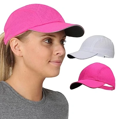 Abbildung von TrailHeads Cap Damen zum Joggen Race Day Performance Cappy Frauen Leichte &amp; Schnell Trocknende Sport Sommer aus Mesh mit Reflektierendem Rand weiß rosa punsch