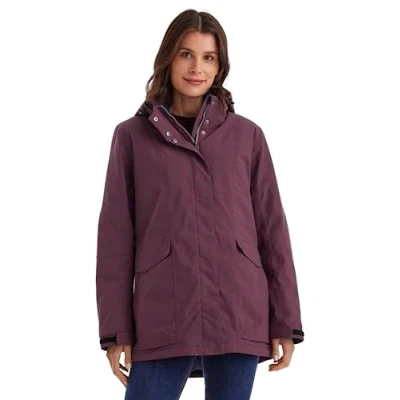 Abbildung von killtec Damen Funktionjacke/Outdoorjacke wasserdicht mit abzippbarer Kapuze Jacke, dunkelpflaume, 40, 43285 000