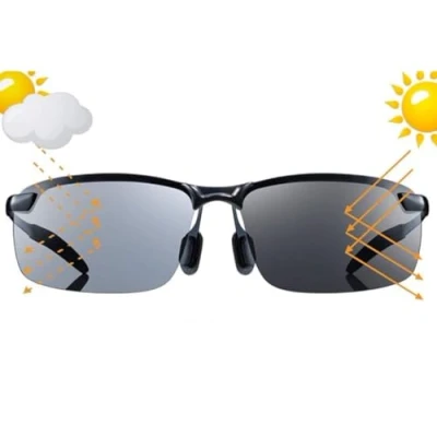 Abbildung von Bloomoak Sonnenbrille Fahren Photochrome Polarisierte Blendschutz HD Halbrand Polarisiert Ultra Light Metall Damen Männer (Sonnenbrille)