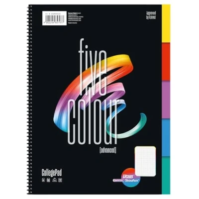 Abbildung von Staufen Style Collegeblock Register DIN A4, kariert, 100 Blatt, 5 Farben Register, 4 fach Lochung, extraweißes 70g/m² Qualitätspapier, 3er Packung