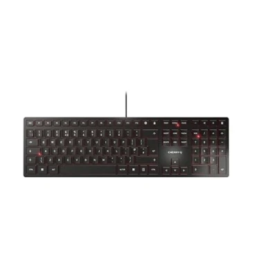 Abbildung von CHERRY KC 6000 SLIM, Ultraflache Design Tastatur, UK Layout (QWERTY), Kabelgebunden (USB A Anschluss), Leise Tasten, Langlebige Beschriftung, Schwarz