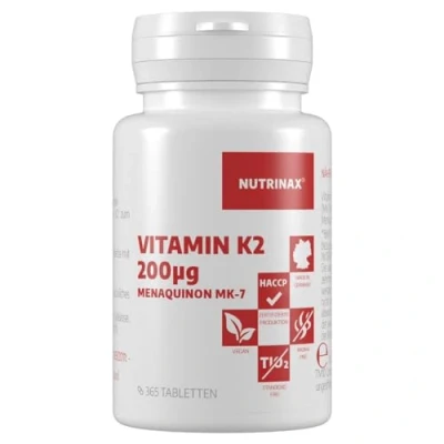Abbildung von NUTRINAX Vitamin K2 200 µg 365 Tabletten Menaquinon MK7 vegan &amp; laktosefrei ohne Magnesiumstearat aus deutscher Herstellung Jahrespack