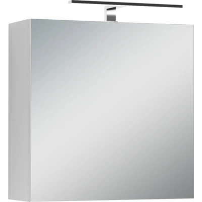 Abbildung von byLIVING Spiegelschrank SPREE, Badschrank mit LED Beleuchtung B, H 60, T 20, Schalter / Steckerbox, Spiegeltür Soft Close Funktion, Glas, weiß, 20 cm, 93628, B cm
