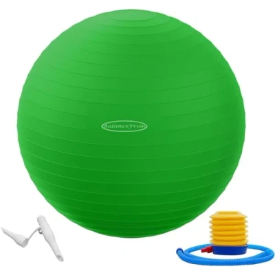 Abbildung von Fitvids Gymnastikball, Yoga Ball, Fitnessball, Geburtsball mit Schnellpumpe, 0,9 kg Kapazität, Grün, 76,2 cm, XL