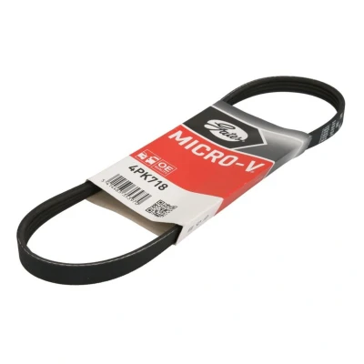 Abbildung von GATES Micro V 4PK718 Keilrippenriemen 718 4 Polyester, EPDM (Ethylen Propylen Dien Kautschuk) DACIA: Sandero I, Logan I Saloon, MCV