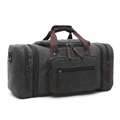 Abbildung von LOSMILE Canvas Reisetasche,Weekender Tasche Sporttasche Handgepäck für Damen und Herren mit der Großen Kapazität. (Schwarz)