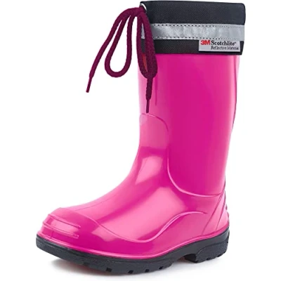 Abbildung von Ladeheid Kinder Gummistiefel mit Stulpe Regenstiefel für Jungen und Mädchen LA 972 (Fuchsia/Schwarz, 22 EU)