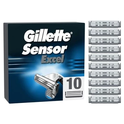 Abbildung von Gillette Sensor Excel Rasierklingen für Rasierer, 10 Ersatzklingen Nassrasierer Herren mit Doppelklinge