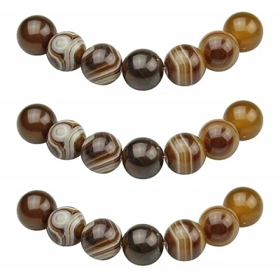 Abbildung von MJDCB Perlen zum Auffädeln 8mm 45 stück Braun Gestreifter Achat Halbedelsteine mit Loch Natürliche Lose Runde Steinperlen für Herstellung Schmuck Armbänder Halsketten