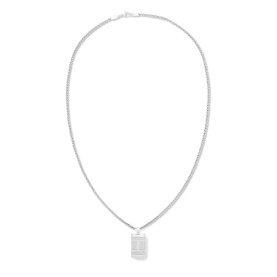 Abbildung von Tommy Hilfiger Texture FLAG DOG TAG Halskette silvercoloured, Herren, Größe: One Size, Silver coloured