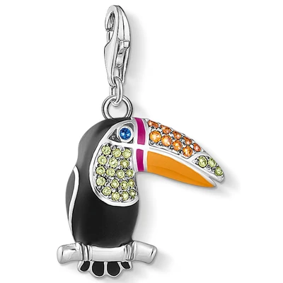 Abbildung von THOMAS SABO Charm Anhänger bunter Tukan aus leicht geschwärztem 925er Sterlingsilber, Maße: 29 x 18 mm,1727 691 7