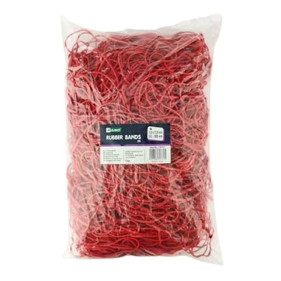Abbildung von D.RECT Gummibänder 1kg Beutel 120mm Durchmesser Breit 2mm Gummiring Bänder für Haushalt, Arbeit, Büro wiederverwendbar haltbar langlebig stabil Rot