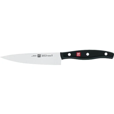Abbildung von ZWILLING Twin Pollux Küchenmesser, Klingenlänge: 13 cm, Kleines Klingenblatt, Rostfreier Spezialstahl/Kunststoff Griff im Nietendesign, Schwarz