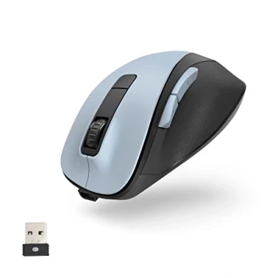 Abbildung von Hama ergonomische Maus (Funkmaus, 6 Tasten, 2,4GHz, BlueWave, 800/1200/1600dpi, optische kabellos, wireless, ergonomisch, Computermaus, für Laptop/PC, Akku, Rechtshänder) polarblau