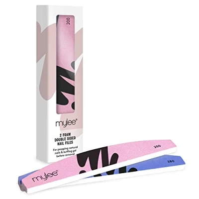 Abbildung von Mylee Schaumstoff Nagelfeilen mit doppelter Körnung, Körnung 200/28, 2 Stück Doppelseitiger Polierer, professionelle Maniküre, Vorbereitung, Polieren und perfekte Nägel, Glätten extra Glanz