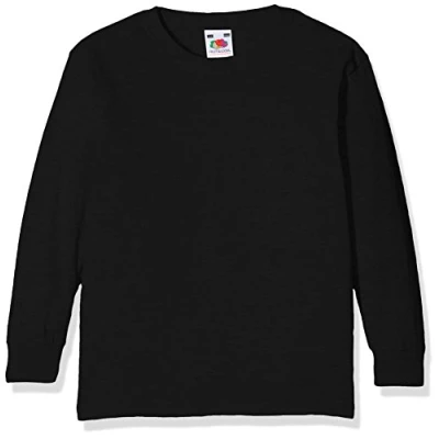 Abbildung von Fruit of the loom Jungen Valueweight Long Sleeve T Kids Langarmshirt, Schwarz (Black 101), 164 (Herstellergröße: 14 15)