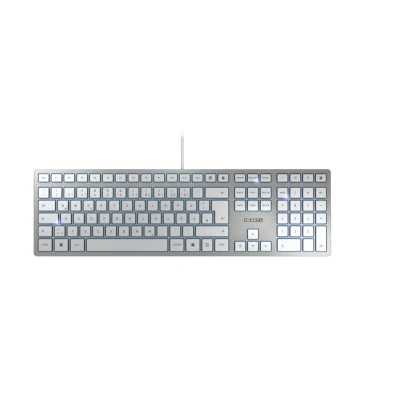 Abbildung von CHERRY KC 6000 SLIM, Ultraflache Design Tastatur, Deutsches Layout (QWERTZ), Kabelgebunden (USB A Anschluss), Leise Tasten, Langlebige Beschriftung, Silber