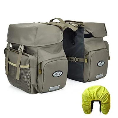 Abbildung von ZTZ Fahrradtaschen Gepäckträger, Gepäcktaschen Für Fahrrad, Fahrrad Taschen, Satteltasche, Wasserdicht, Aufrollbar, Grau