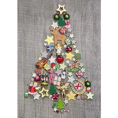Abbildung von Edition Colibri XL Weihnachtskarte BUNTER WEIHNACHTSBAUM mit Umschlag/Kuvert DIN A 4 Klappkarte buntem Christbaum Motiv (11096)