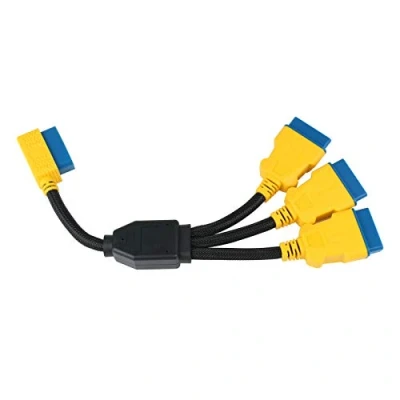 Abbildung von OURANTOOLS OBD 2 Verlängerungskabel Splitter Adapter OBDII 16 Pin 1 Stecker auf 3 Buchsen Extender Kabel mit verstärktem Nylonmaterial zum Verbinden von Auto Diagnosewerkzeug, 35 cm
