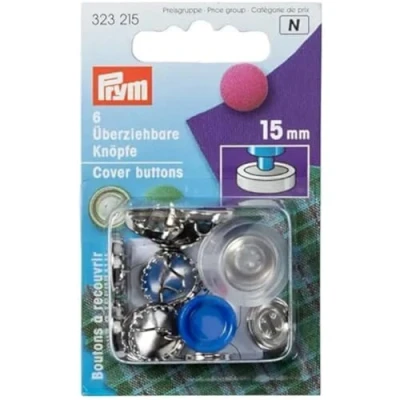 Abbildung von Prym Schaltfläche „Stoffbezug“, Metal, Gold, 15 mm Stärke, 6