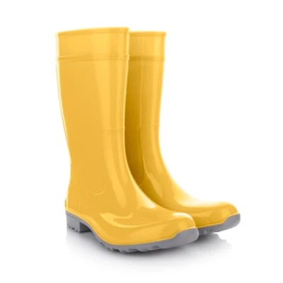 Abbildung von LEMIGO Damen Gummistiefel Wasserdicht Hohe Regenstiefel Gartenschuhe 967 Ilse (Gelb Grau, 42)