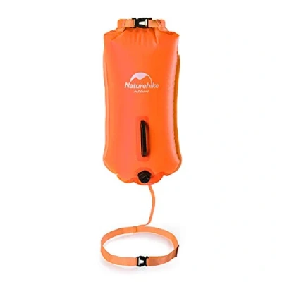 Abbildung von Naturehike 28L Schwimmboje Zwei Airbags Swim Boje Trockensack wasserdichte Strandtasche mit Verstellbarer Hüftgurtfür Schwimmer Küstenstrand (Orange)