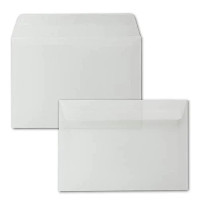 Abbildung von 100x Briefumschläge DIN C5 Transparent Weiß 16,2 x 22,9 cm Haftklebung durchsichtige Kuverts für große Einladungen und Karten zum Geburtstag oder Hochzeit