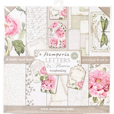 Abbildung von Stamperia Letters and Flowers Scrapbooking Pad 30x30