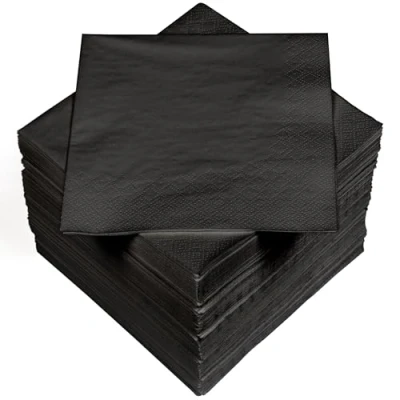 Abbildung von HEKU 100 einfarbige Servietten, 3 lagig, 33x33cm I Einheitliche Qualität für Veranstaltungen &amp; Gastronomie Praktische 5er Packung Hoch saugfähig und stilvoll, schwarz