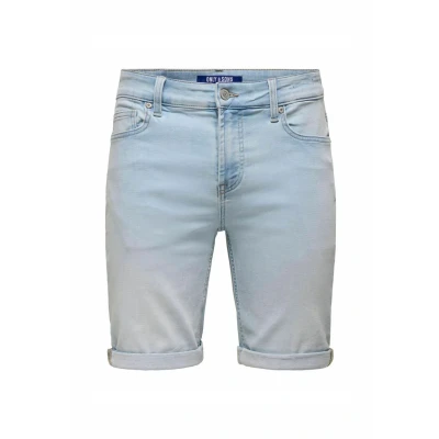 Abbildung von Only &amp; Sons Onsply Mittlere Taille Jeans Shorts, Herren, Größe: XL, Light blue denim