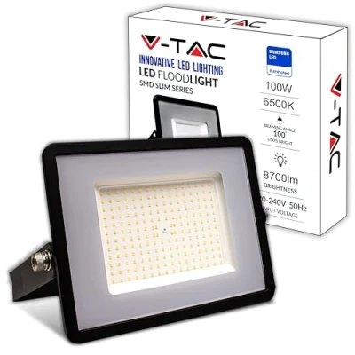 Abbildung von V TAC LED Strahler Außen 100W [Samsung Chip High Performance] 8700 Lumen IP65 Schwarzer Fluter für Haus, Garten, Garage Wasserdicht Außenstrahler Kaltweißes Licht 6500K