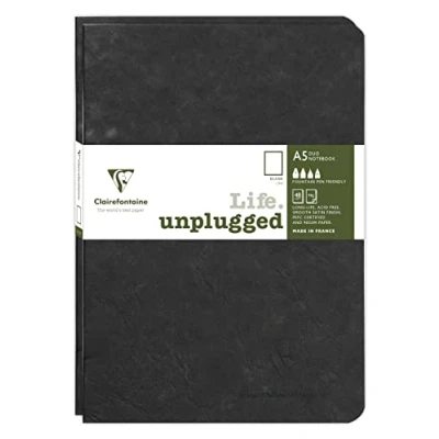 Abbildung von Clairefontaine 733181C Age Bag DUO Set aus 2 Notizheften 14,8x21cm , geheftet, 48 Blatt 90g, blanko Schwarz, 1