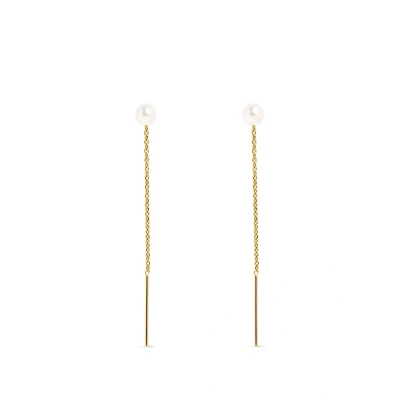 Abbildung von SINGULARU Falling Pearl Ohrringe. Sterlingsilber mit 18 Kt Vergoldeter Beschichtung und Zuchtperle. Schmuck für Damen.