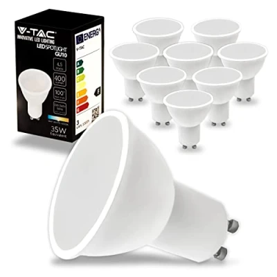 Abbildung von V TAC 10x LED Glühbirne GU10 4,5W (entspricht 35W) 400Lumen Spot Glühlampen Licht 4000K Neutralweiß