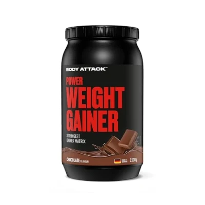 Abbildung von Body Attack Weight Gainer Chocolate 1,5 kg Dein Mass für Masseaufbau &amp; Muskelaufbau Mit Whey Protein, BCAA und Kohlenhydraten fettarmer Masse Shake hochwertige Kalorien