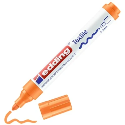 Abbildung von edding 4500 Textilmarker neon orange 10 Stück Rundspitze 2 3 mm Textilstifte waschmaschinenfest (60 C) zum Stoff bemalen Stoffmalstift