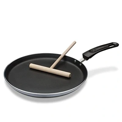 Abbildung von GSW grau/schwarz 456722 Aluminium Crepe Pfanne Induktion 26cm inkl. Teigverteiler, 26 cm, 2 Einheiten